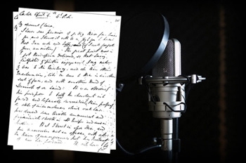 Microphone with a written script